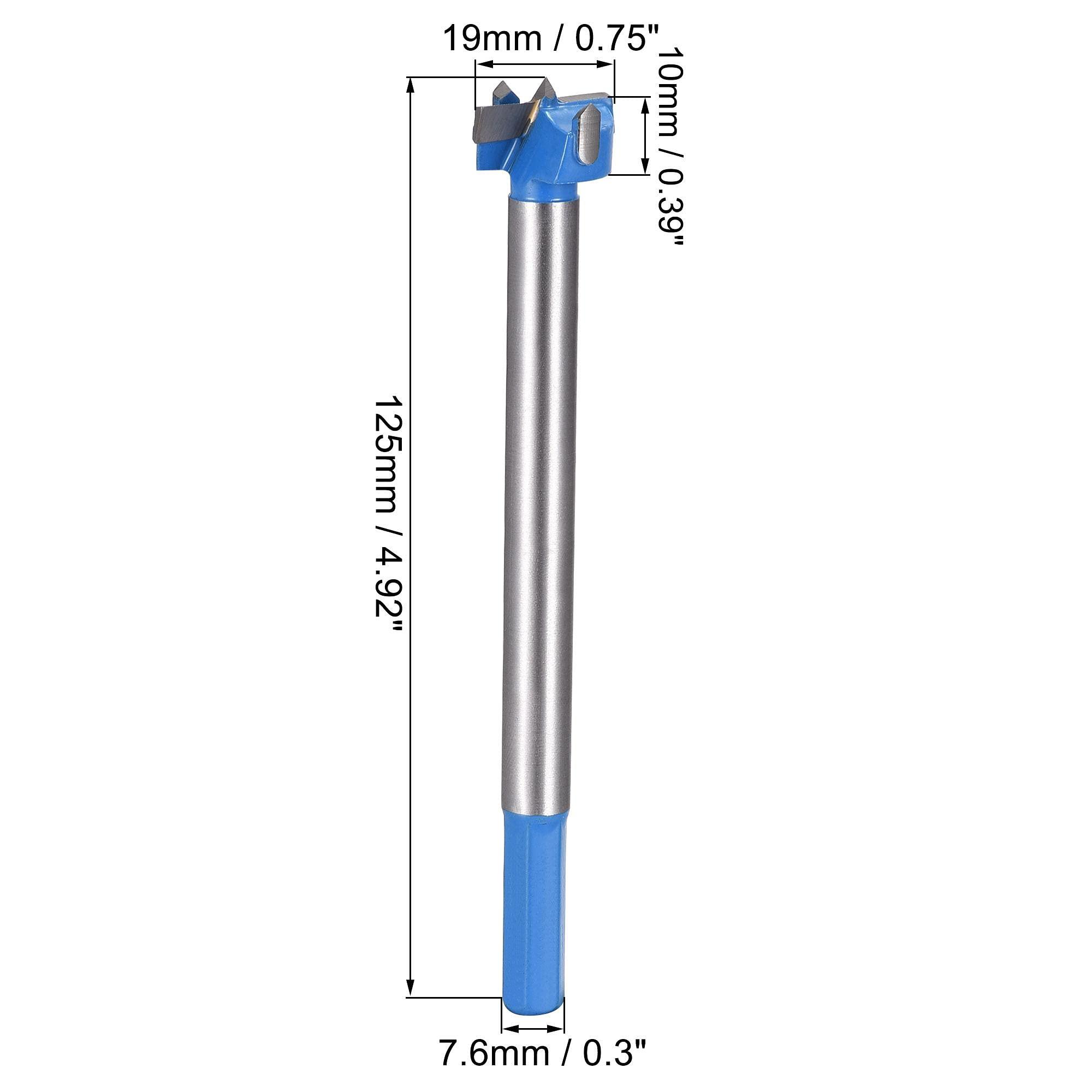 sourcing map Forstner Wood Boring Drill Bit 19mm Dia. 10mm Drilling Depth Hole Saw Carbide Alloy Steel Tip Hex Shank Cutting Tool for Plywood Wood 1