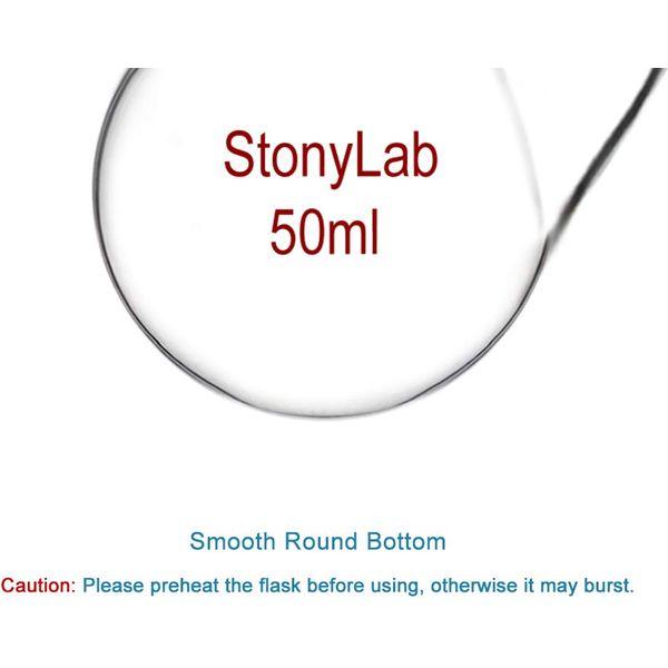 StonyLab Glass 500ml Heavy Wall 2 Neck Round Bottom Flask RBF, with 24/40 Center and Side Standard Taper Outer Joint - 500ml 4