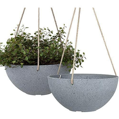 LA JOLIE MUSE Hanging Planters for Indoor Plants - 25 CM Flower Pots Outdoor Garden Planters Pots, Light Grey, Set of 2 0