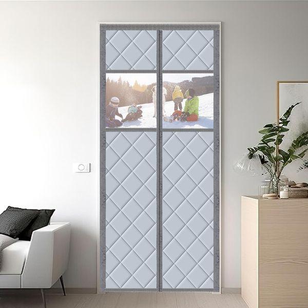 Dawdix Magnetic Thermal Door Curtain 80x200CM,Keep Warm Thermal Door Cover Externally Visible Insulated Door Cover, Thermal Insulated Door Curtain for Bedrooms,Balconies and Living Rooms,Grey