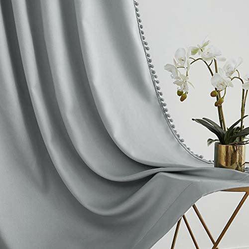 Pencil Pleat Grey Blackout Curtains for Living Room 90-inch Drop Light Blocking Bedroom Curtains Energy Saving Triple Weave Full Blackout Window Treatment Sets for Dining Men's Guest Room, 50" w 2pcs 2