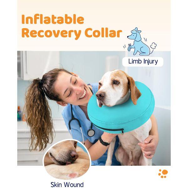 Supet Dog Cones After Surgery, Protective Inflatable Dog Collar Pet Recovery Collar Soft Pet Cone for Small Medium or Large Dogs and Cats Anti-Bite Lick Wound Healing Green XL 1