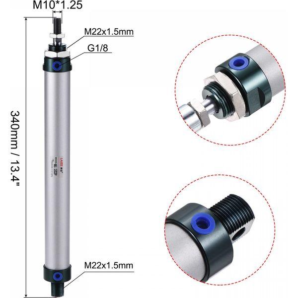 sourcing map Pneumatic Air Cylinder Double Action MAL25X200 25mm Bore 200mm Stroke with Y Connector and 4Pcs Quick Fitting Set 1