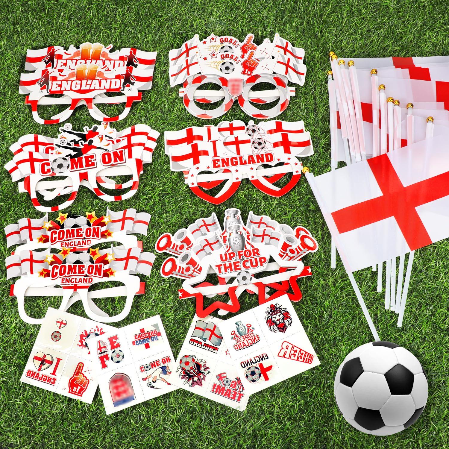 HOWAF 2024 Football Euro Decorations France, 12 France Euro Championship 2024 Glasses Paper 2024 Football Euro Glasses, 12 Hand Held France Flag, 20 France Football Euro Tattoos 9