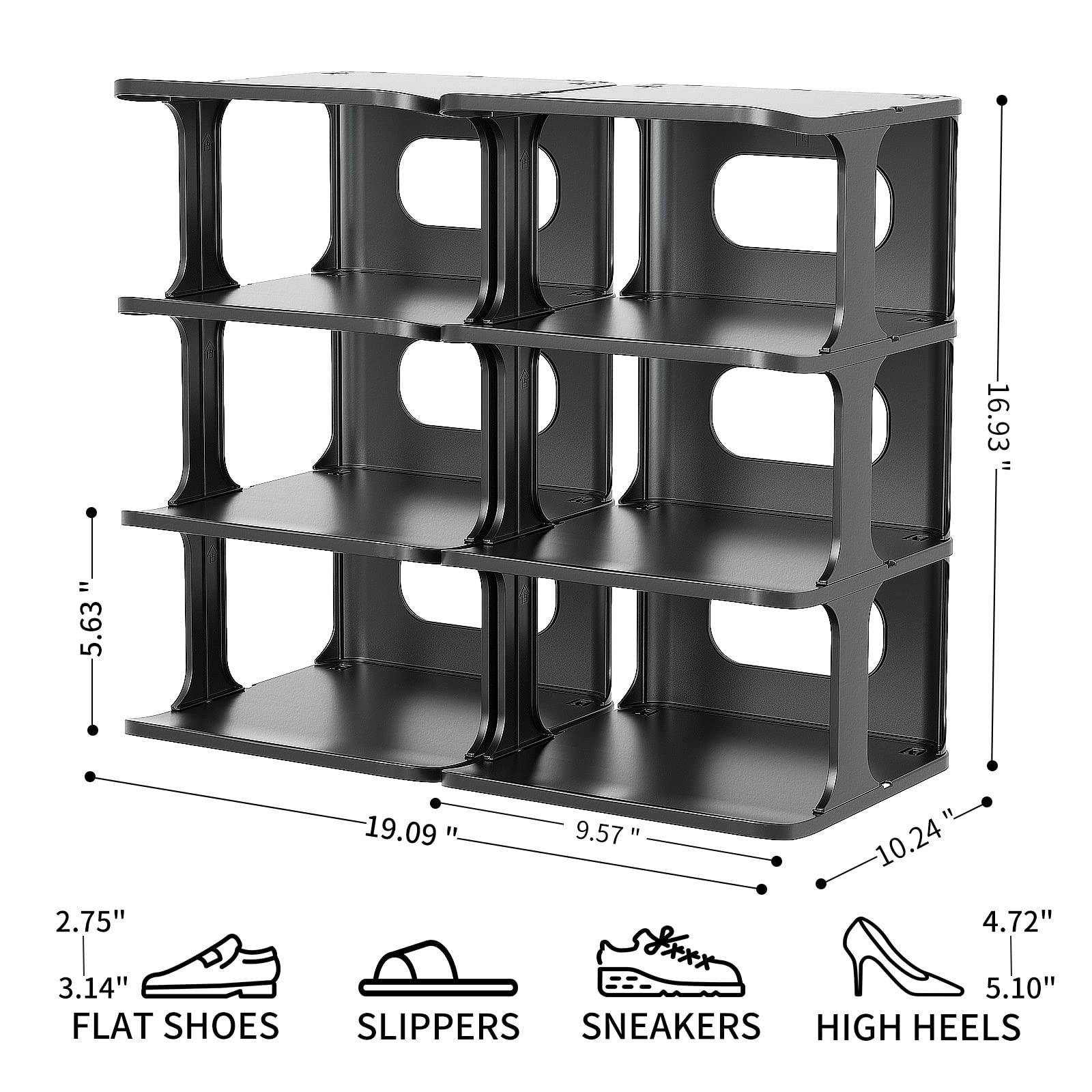 HAIXIN Shoe Rack 8 Tier Tall Shoe Storage Narrow Storage Unit Plastic Shoe Organiser Under Stairs Storage Perfect for Entryway, Corridor, Living Room, Bathroom, Bedroom or Hallway 48.5x26x43cm Black 4