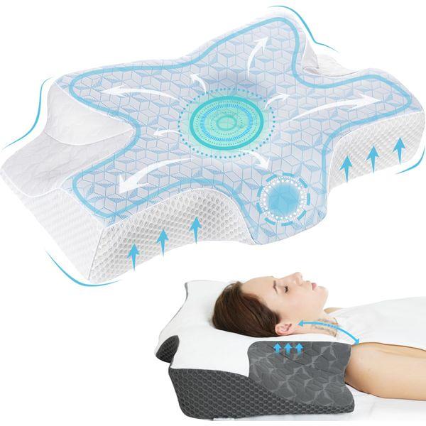 Joynox Cervical Memory Foam Contour Pillow for Neck and Shoulder Pain, Ergonomic Orthopedic Neck Support Sleeping Pillow for Side Sleepers, Back and Stomach Sleepers (Blue) 0