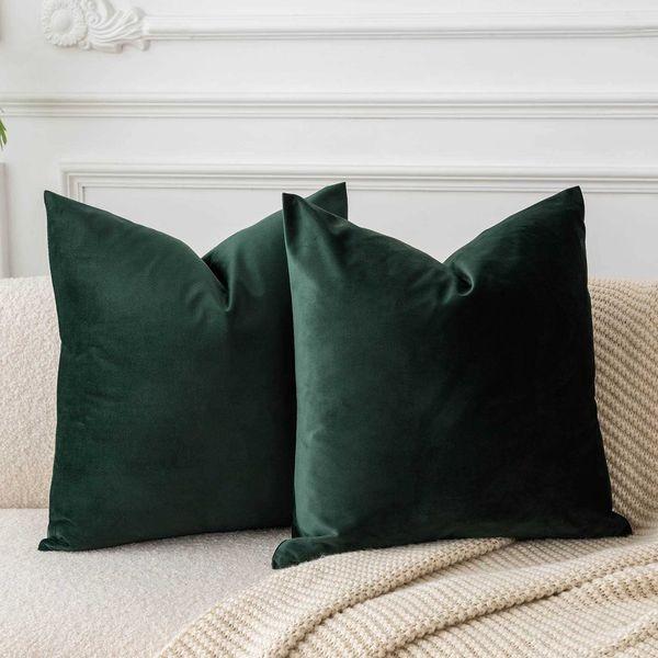 JUSPURBET Euro Light Blue Velvet Throw Pillow Covers 26x26 Set of 2,Decorative Solid Soft Cushion Cases for Couch Sofa Bed