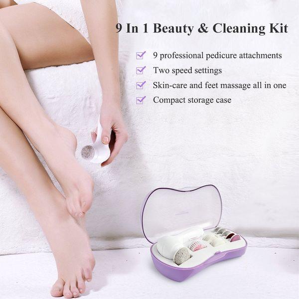 TOUCHBeauty 9 in 1 Electric Foot Callus Remover Hard Skin Remover Manicure and Pedicure Set Two Speed Seting Battery Operated TB-0601B 1