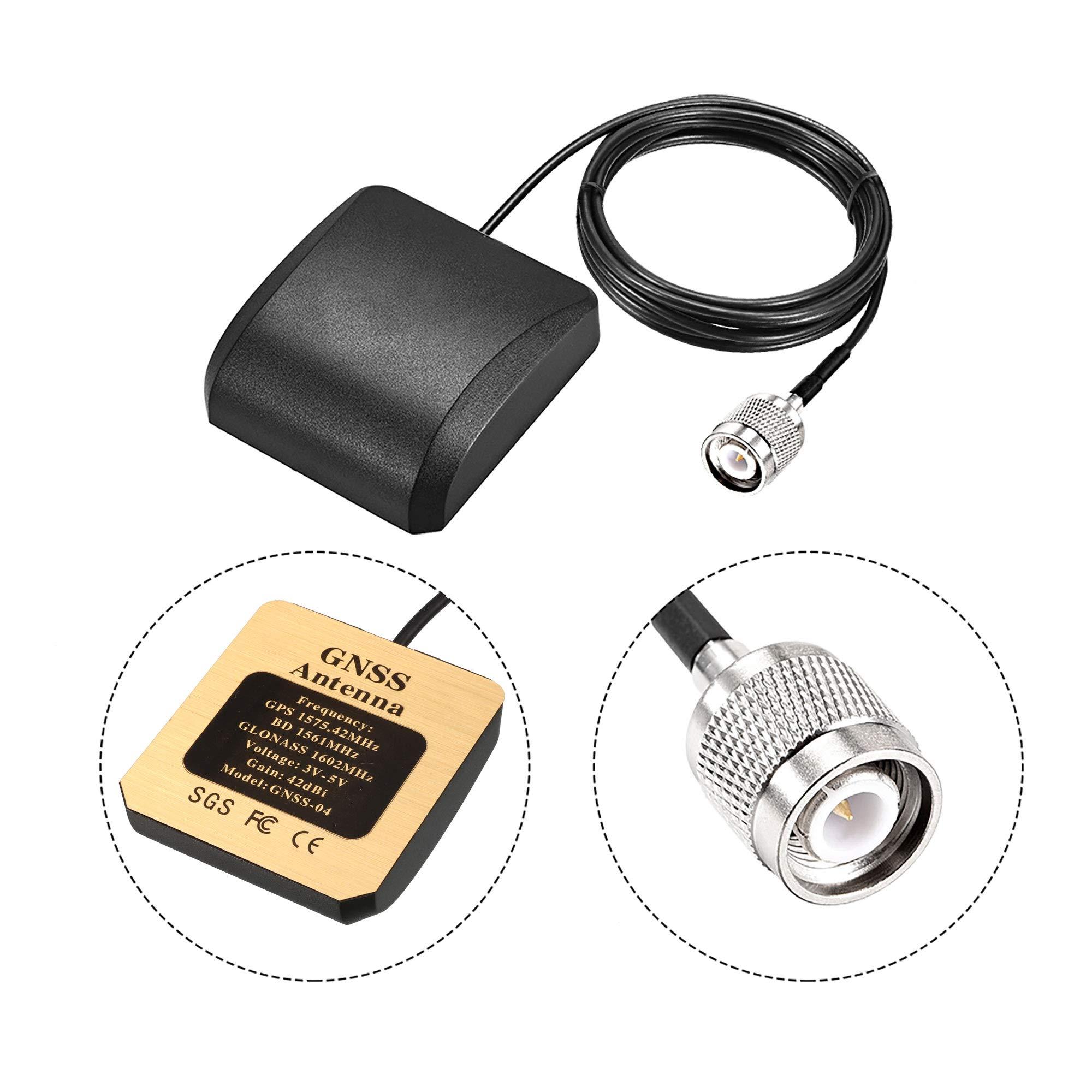 sourcing map GPS Active Antenna for GNSS TNC Male Plug 42dB Aerial Connector Cable with Magnetic Mount 3 Meters Wire L 2