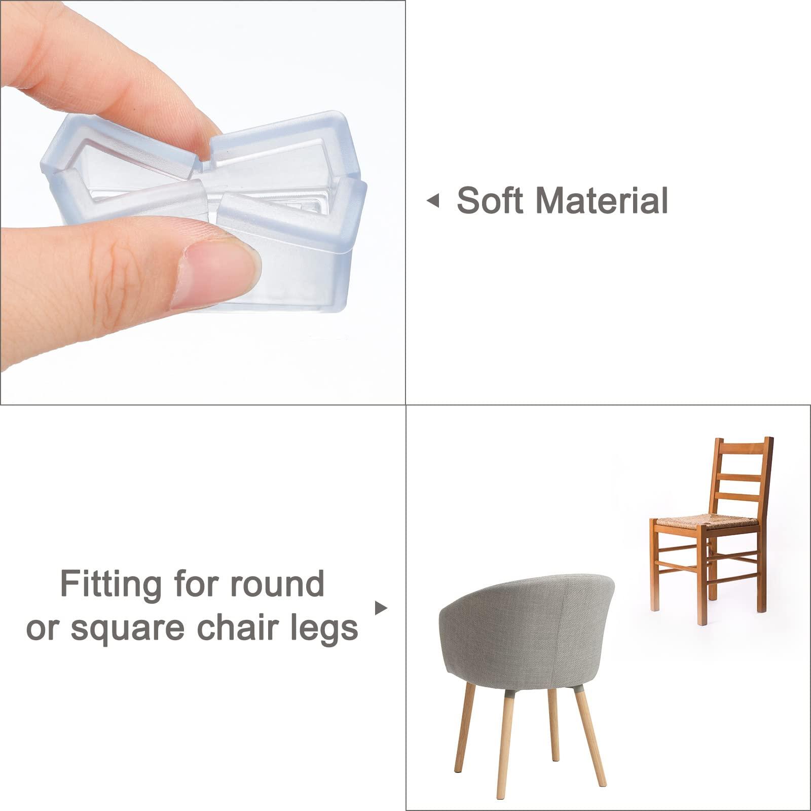 sourcing map Chair Leg Floor Protectors, 24Pcs Rectangle PVC Chair Leg Cover Caps for Hardwood Floors (Transparent, 15x36mm/ 0.59"x1.42") 8