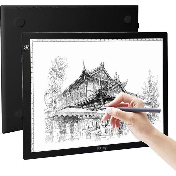 RTjoy A4 LED Light Pad, USB Powered Drawing Board, Adjustable Brightness Tracing Box Ideal for Diamond Painting, Weeding Vinyl, Viewing Slides, Stenciling, Embossing, Quilting Stencils (Green) 0