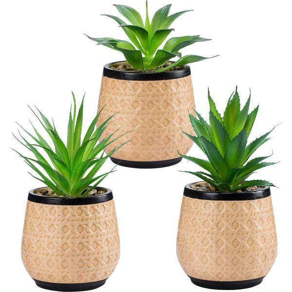 Joyvio Artificial Succulent Plants Potted, Small Fake Succulents in Ceramic Pots, Fake Plants Home Office Room Decor (3) 0