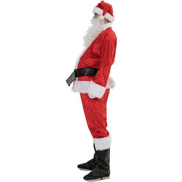 Yoisdtxc 6 Piece Santa Costume Cosplay Props Fancy Adult Men's Christmas Masquerade Party Costumes (A-White, M) 3