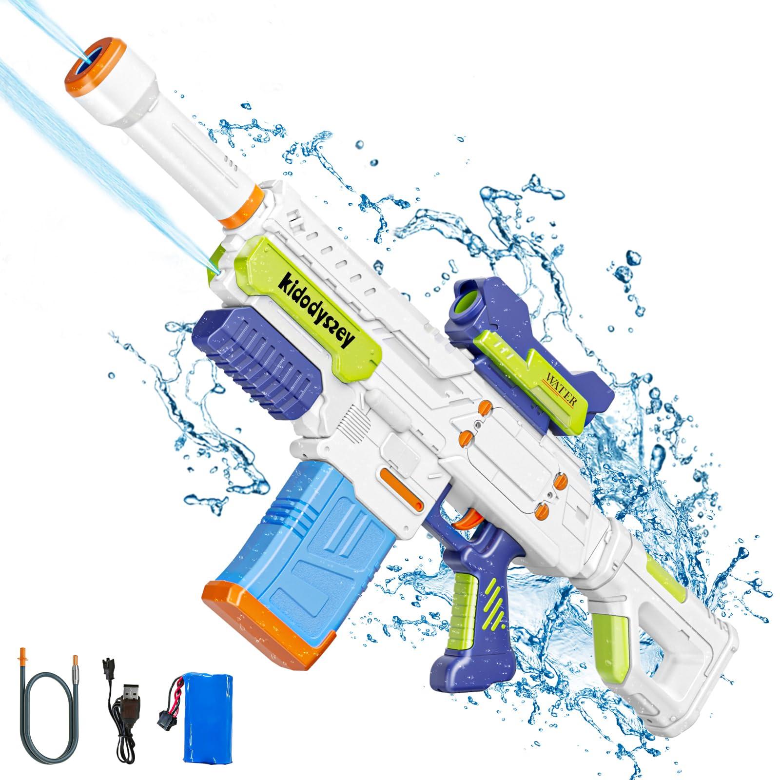 Kid Odyssey Electric Water Gun, Rechargeable Water Squirt Blaster for Adults Kids with 500ML Capacity/Unlimited Water Supply with Hose, Long Shooting Range Up 32ft, Ideal for Outdoor Beach Pool