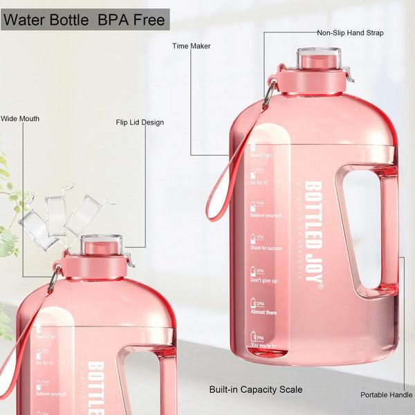 GHONLZIN Water Bottle, 1 Gallon Fitness Sports Water Bottle with Time Marker Tracker for Measuring Daily Water Intake 100% BPA-Free for Athletic,Excerise 1