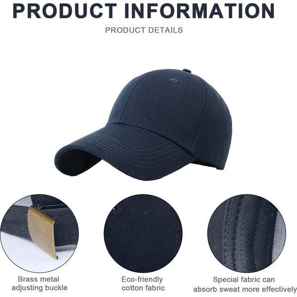 Baseball Cap Mens Women Large Adjustable Baseball Cap Large Running Sports Cap Hats Classic Golf Tennis Hat for Big Heads Summer Sun Hat Sports Cap Blue 2