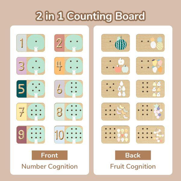 TOP BRIGHT Wooden Math Toy for 3 Years Old Toddlers, Montessori Educational Learning Toy for Children Age 3 4 5 Birthday Gift for Boys Girls, Counting Peg Board Game and Number Writing Practice 4