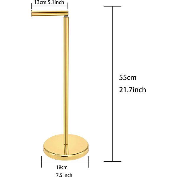 TeinJaen Toilet roll Holder Free Standing Gold with Heavy Floor,19 x19 x55cm,for Bathroom,Stainless Steel Gold 1