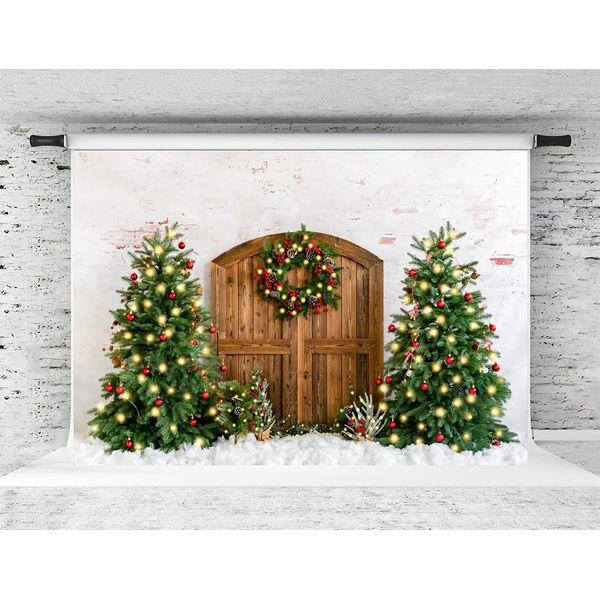 Kate Christmas Background Christmas Photo Background Christmas Tree Snow Barn Garland Photo Studio Props 2.2x1.5m Microfiber for Photography 0