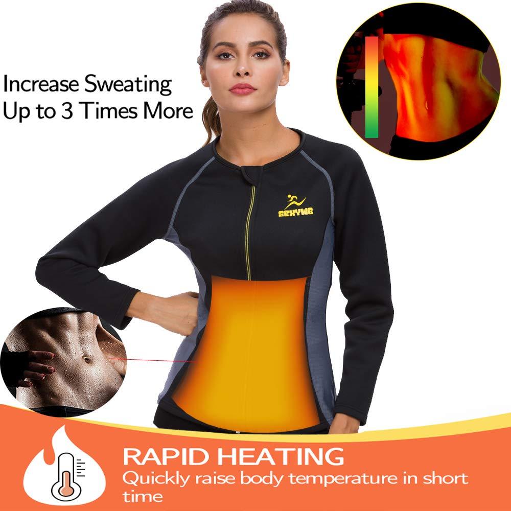 SEXYWG Sauna Suit for Women Sweat - Neoprene Slimming Jacket Zipper Long Sleeve Hot Suits Waist Trainer Top Body Shaper 4