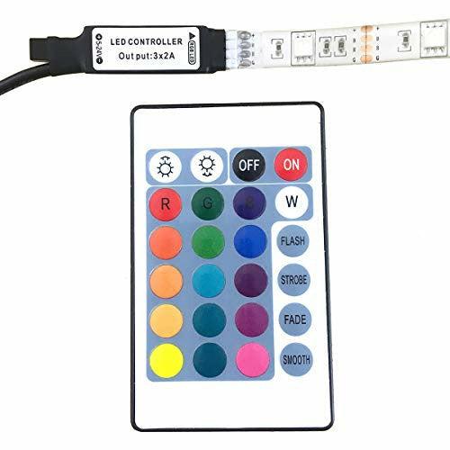 WOWLED 1M USB RGB Strips Contoller, USB LED Controller with 24Key IR Remote for 5V RGB LED Strip Lights (Strip Light Not Include) 1