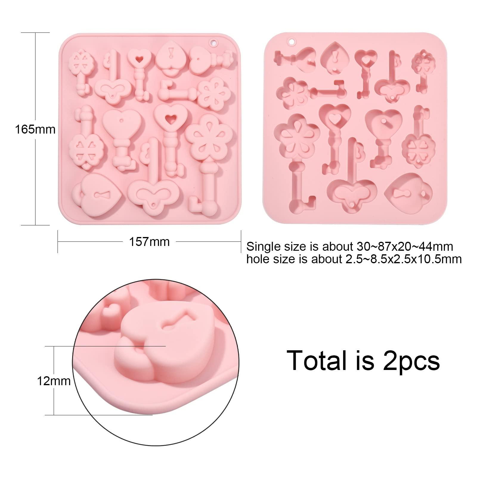 UR URLIFEHALL 2 Pcs Vintage Key Food Grade Silicone Moulds Resin Silicone Baking Moulds for Making Chocolate Cake Jelly Fondant 1