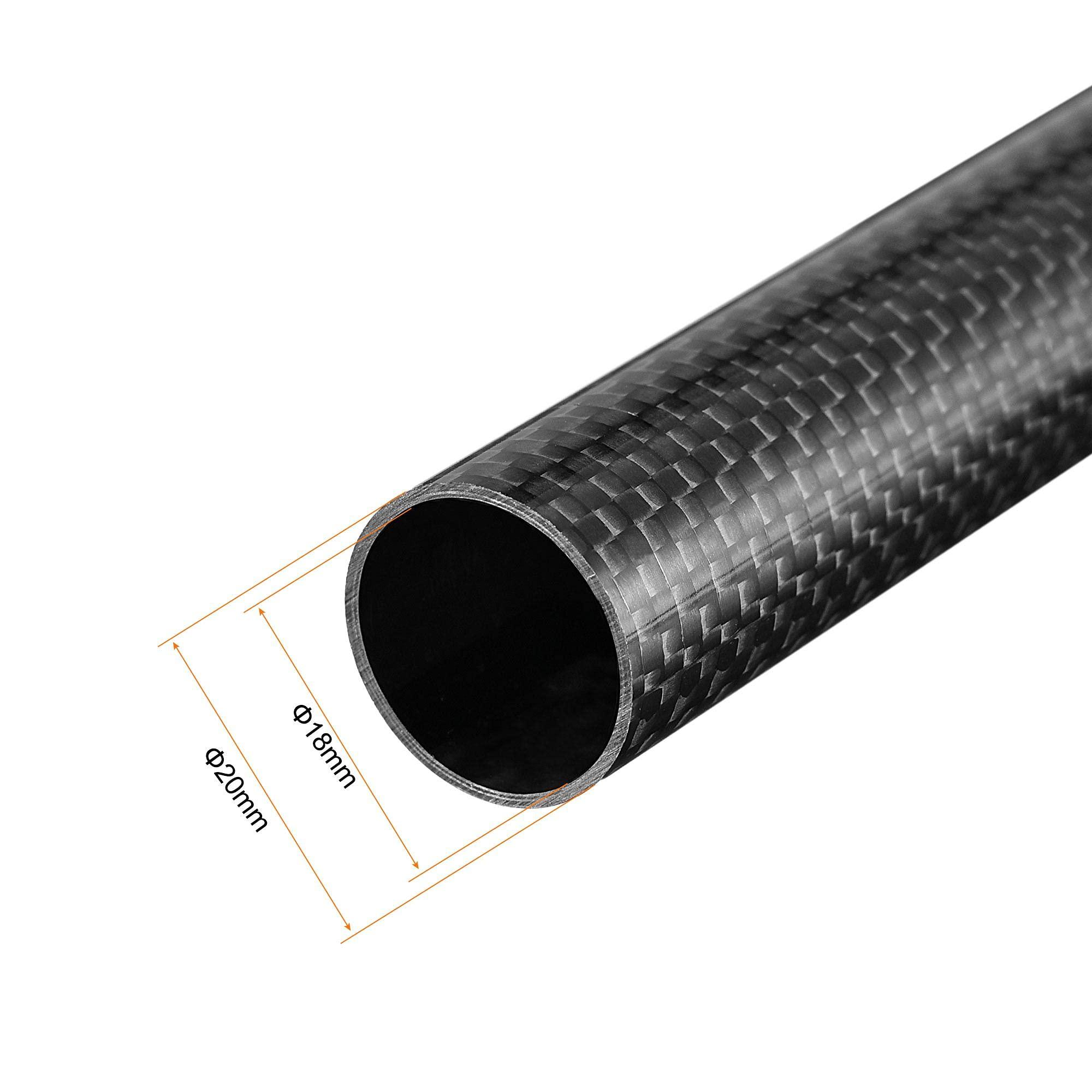 sourcing map Carbon Fiber Tube 20x18x500mm for RC Airplane Quadcopter Black Tube 3K Roll Wrapped Glossy Surface 2