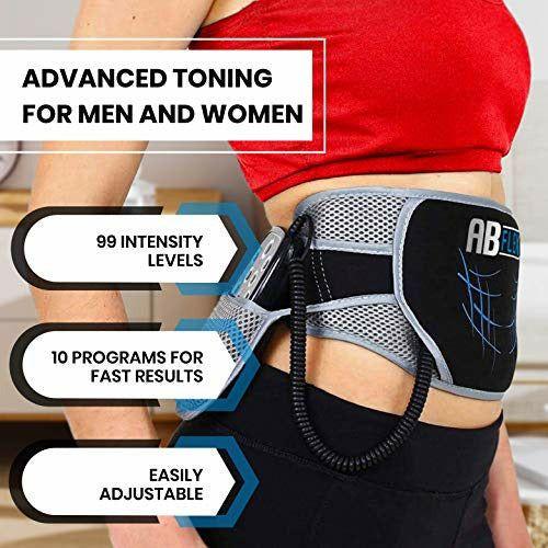 ABFLEX Ab Toning Belt for Developed Stomach Muscles, Remote for Quick and Easy Adjustments, 99 Intensity Levels and 10 Workouts for Fast Results (Black) 3