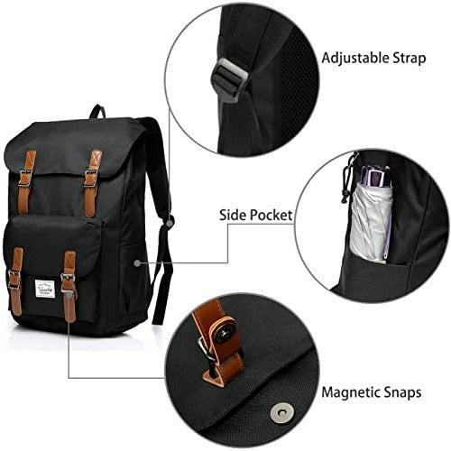 VASCHY Backpack for Men, Women Water Resistant Casual Lightweight School Work Outdoor Rucksack Fits 15.6 Inch Laptop Teens Bookbag (Black) 2