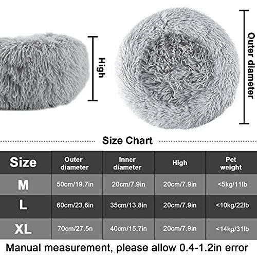 CMQC Donut Cuddler Cat Dog Bed, Comfortable Round Plush Cat Bed Washable Self-Warming Pet Bolster Bed, Luxury Cat Cushion Bed Calming Dog Beds for Kitten Cat Puppy Dog(70X70CM, Deep Grey) 1