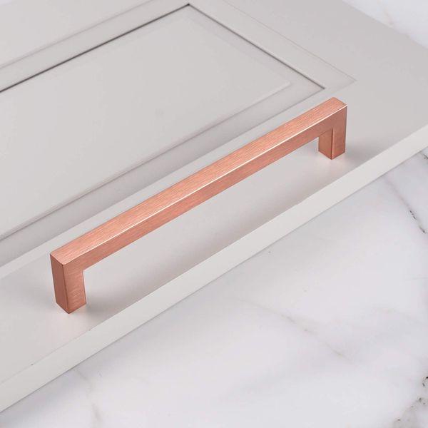 Probrico 30 Pack Hole Center 192mm Kitchen Cabinet Handle Stainless Steel Brushed Copper Bathroom Drawer Pulls Rose Gold Wardrobe Door Knobs Width 12mm 3
