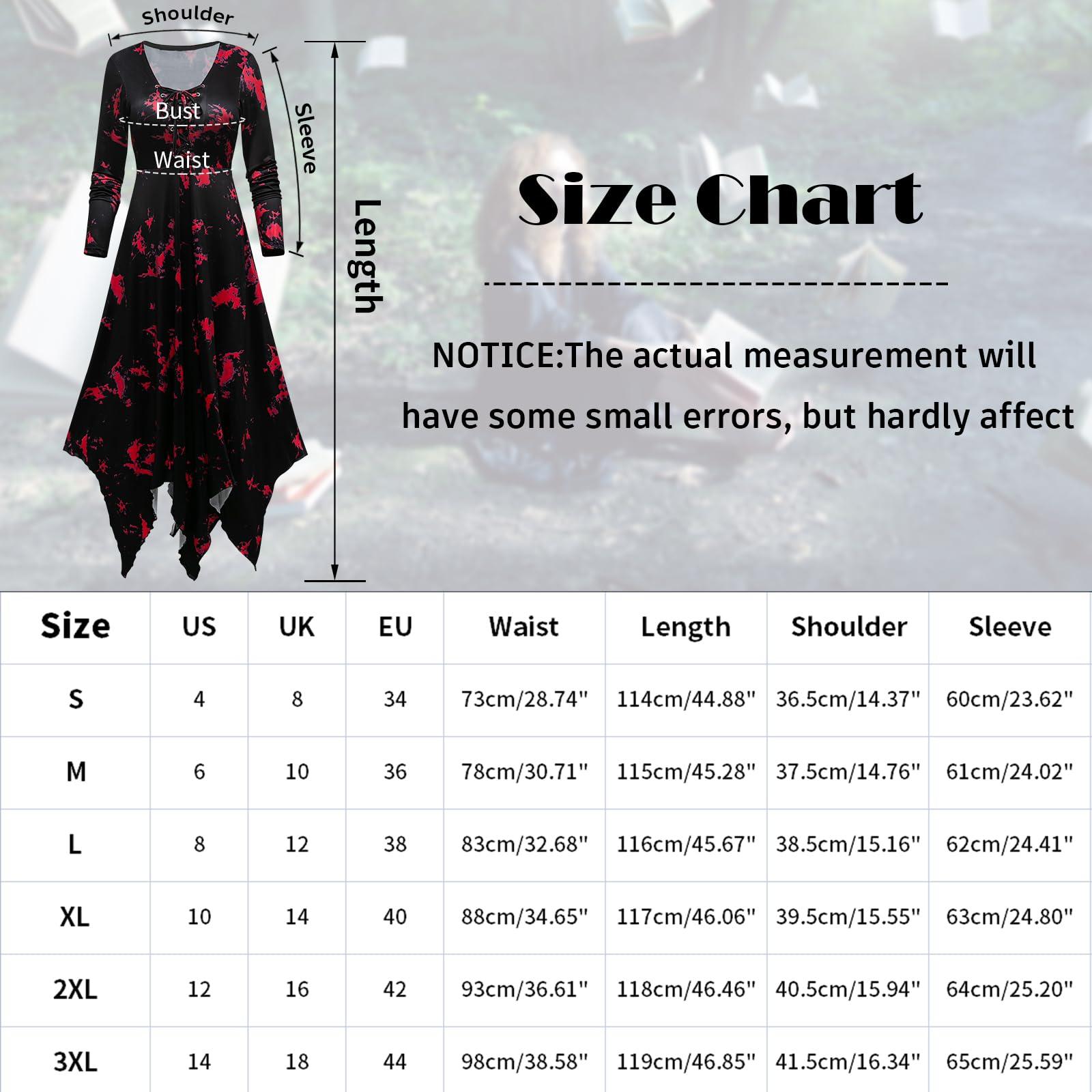 CNVAUIE Women's Medieval Dress, Gothic Dresses, A-Line Renaissance Dress, Halloween Costume, Cosplay Costume, Party Dress, Carnival, Party, Vintage, Retro, Long Sleeve Dress, red, S 7