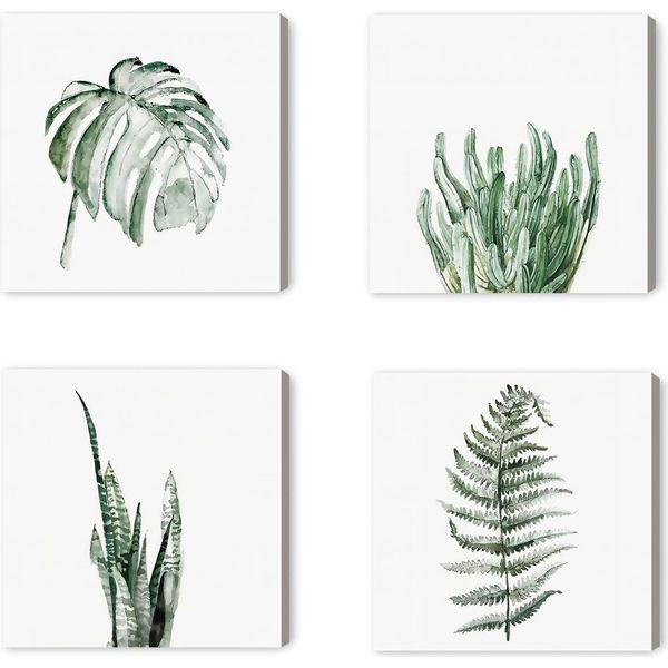 OYIMUA Canvas Wall Art Decor Plants Boho Wall Art Prints for Living Room Bedroom Bathroom,Tropical Wall Art Posters Framed for Hallway and Stairs Garden Kitchen,Wall Art Pictures 20x25 Set of 4