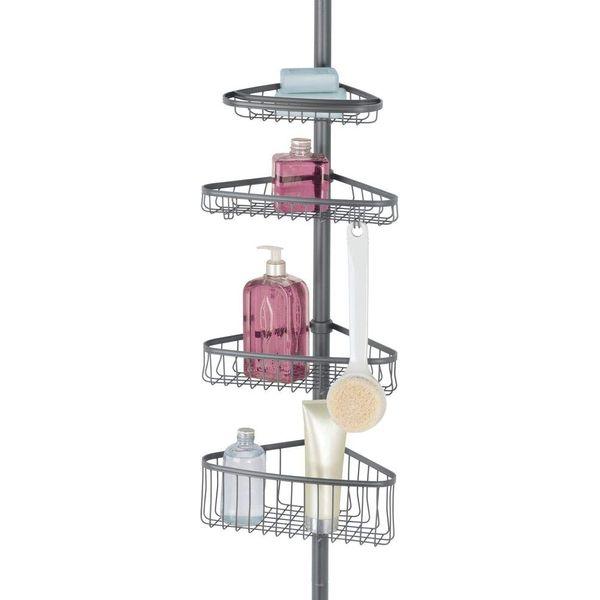 mDesign Shower Storage for Hanging Shampoo Bottles and Gels - Practical Shower Caddy with Suction Cups - Shower Shelf Without Drilling - Graphite 0