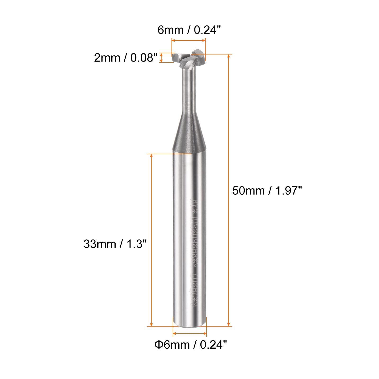 sourcing map T Slot End Mill Milling Cutter 6mm Cutting 2mm Depth 6mm Shank Solid Carbide 3 Flutes for Aluminum Copper Zinc Alloy 1