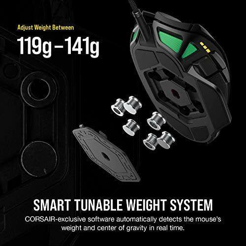 Corsair Nightsword RGB, Tunable FPS/MOBA Optical Gaming Mouse (18000 DPI Optical Sensor, Weight System, 10 Programmable Buttons, RGB Multi-Colour Backlighting) - Black 1