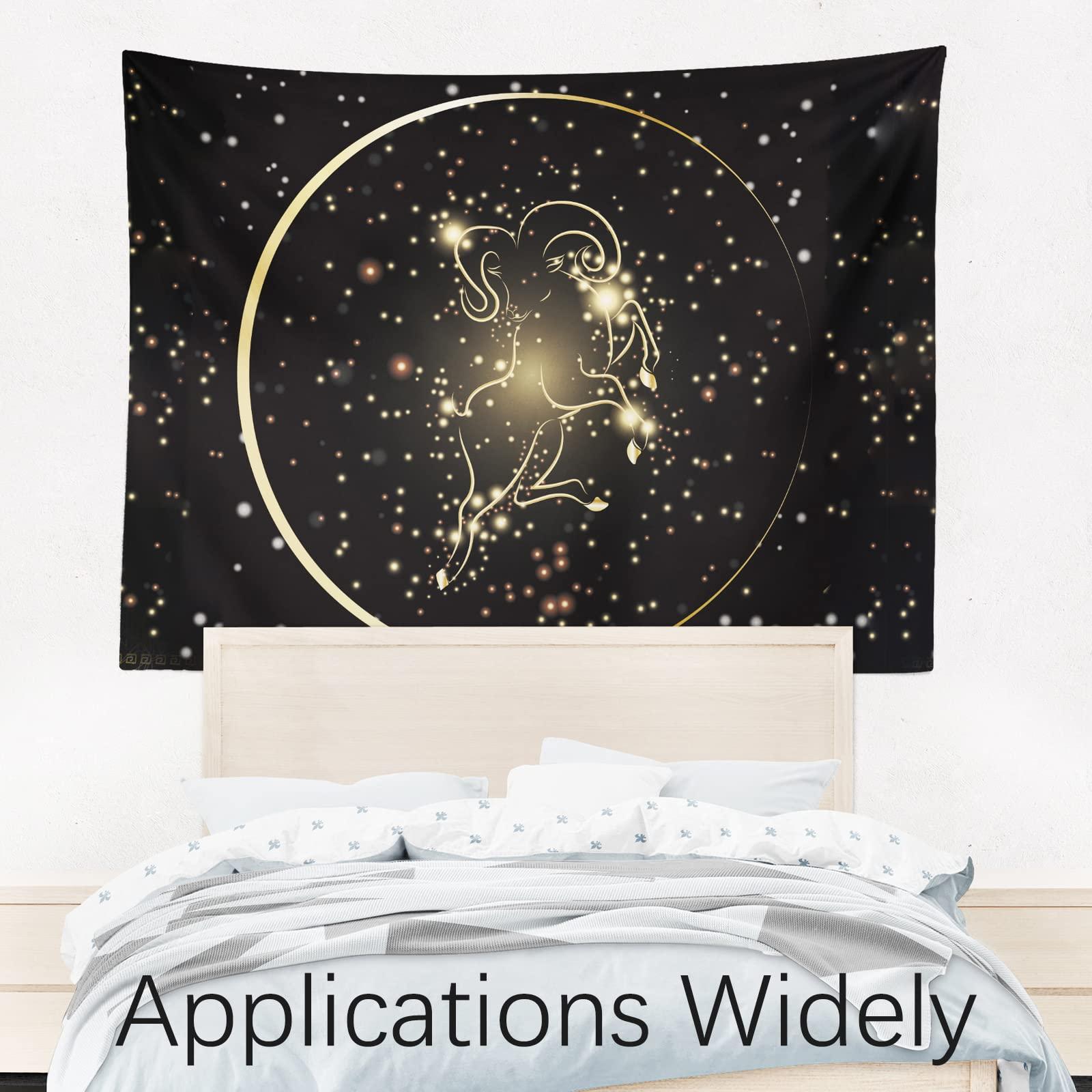 Berkin Arts Decor Tapestry for Wall Hanging Premium Polyester Fabric Backdrop Space Art Goddess Art flowing golden scarf Twinkling Spiral Nebula 51.2 x 59.1 Inch 3