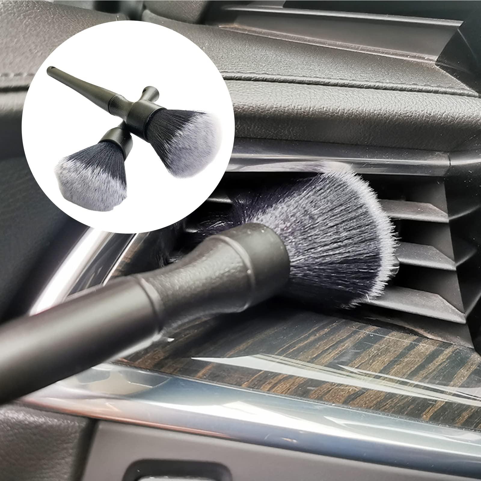 ALI2 Detailing Brush Set,Soft Comfortable Grip for Car Interior and Exterior Detailing Cleaning,Black 6