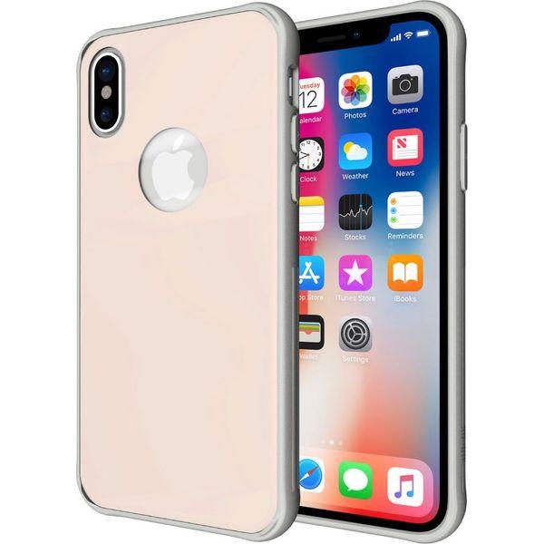 TUDIA Ceramic Feel Tempered Glass Back Panel Designed for Apple iPhone X Case [GLOST] Shockproof Protective Slim Soft Durable TPU Bumper Lightweight Shock Absorption Cover (Rose Gold) 0