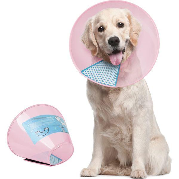 Supet Dog Cone Adjustable Pet Cone Pet Recovery Collar Comfy Pet Cone Collar Protective for After Surgery Anti-Bite Lick Wound Healing Safety Practical Plastic E-Collar for Dogs and Cats (Pink XL)