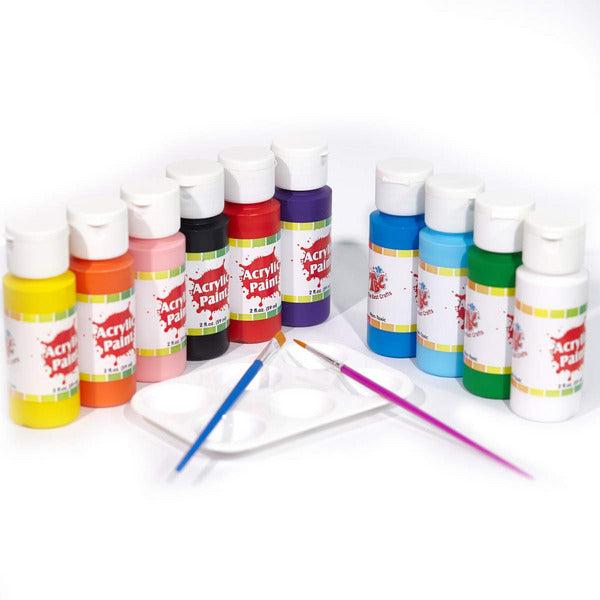 TBC The Best Crafts Acrylic Paints Set Including 10 Bottles Acrylic Paint 0.2 oz Each & 2 Painting Brushes Ideal for Kids & Artists 4