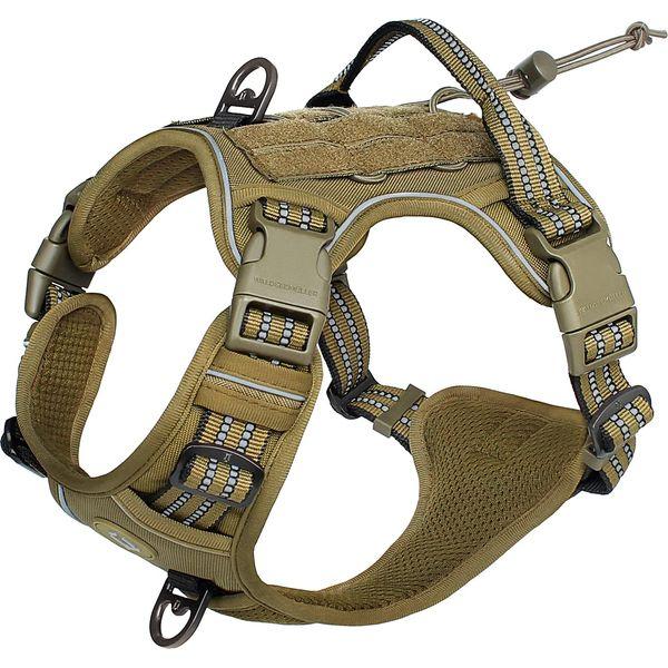 Tactical Dog Harness Anti Pull Dog Harness Adjustable Breathable MOLLE Dog Vest Harness for Medium Large Dog Reflective Military Working Dog Service Dog Harness for Outdoor Training and Walking 0