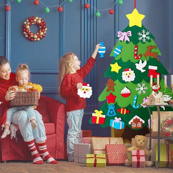 CDLong DIY Felt Christmas Tree & Snowman Set - 2 Pack Xmas Gifts for Kids - Wall Hanging Detachable Felt Christmas Tree for Toddlers 2