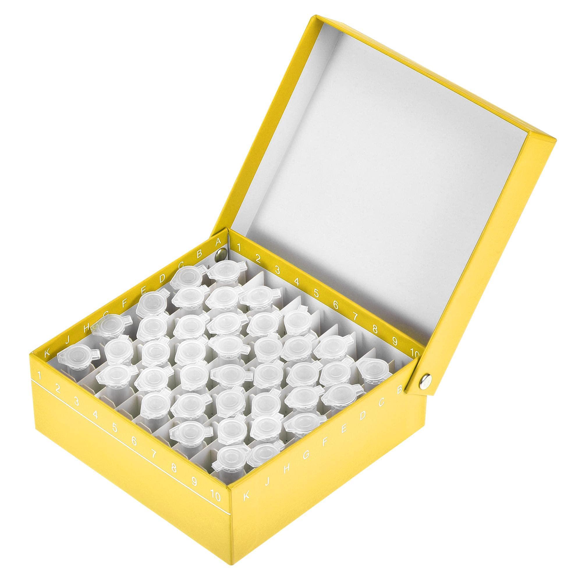 sourcing map Centrifuge Tube Freezer Storage Box 100 Places Waterproof Cardboard Cryogenic Holder Rack for 1.5/1.8/2ml Microcentrifuge Tubes Vials Samples, 6in1 Set 8