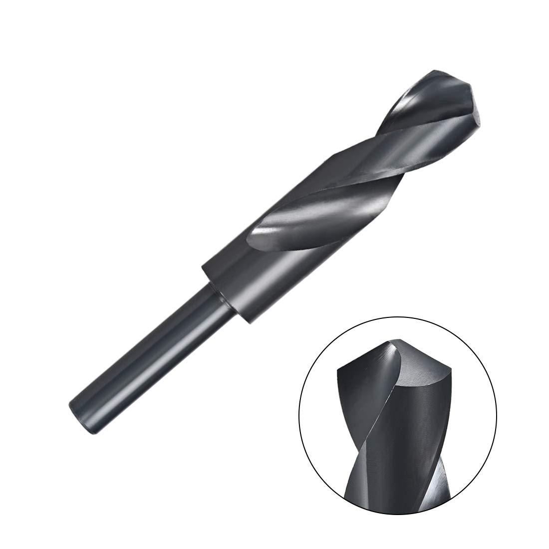 sourcing map Reduced Shank Drill Bit 22.5mm High Speed Steel HSS 6542 Black Oxide with 1/2 Inch Straight Shank 2