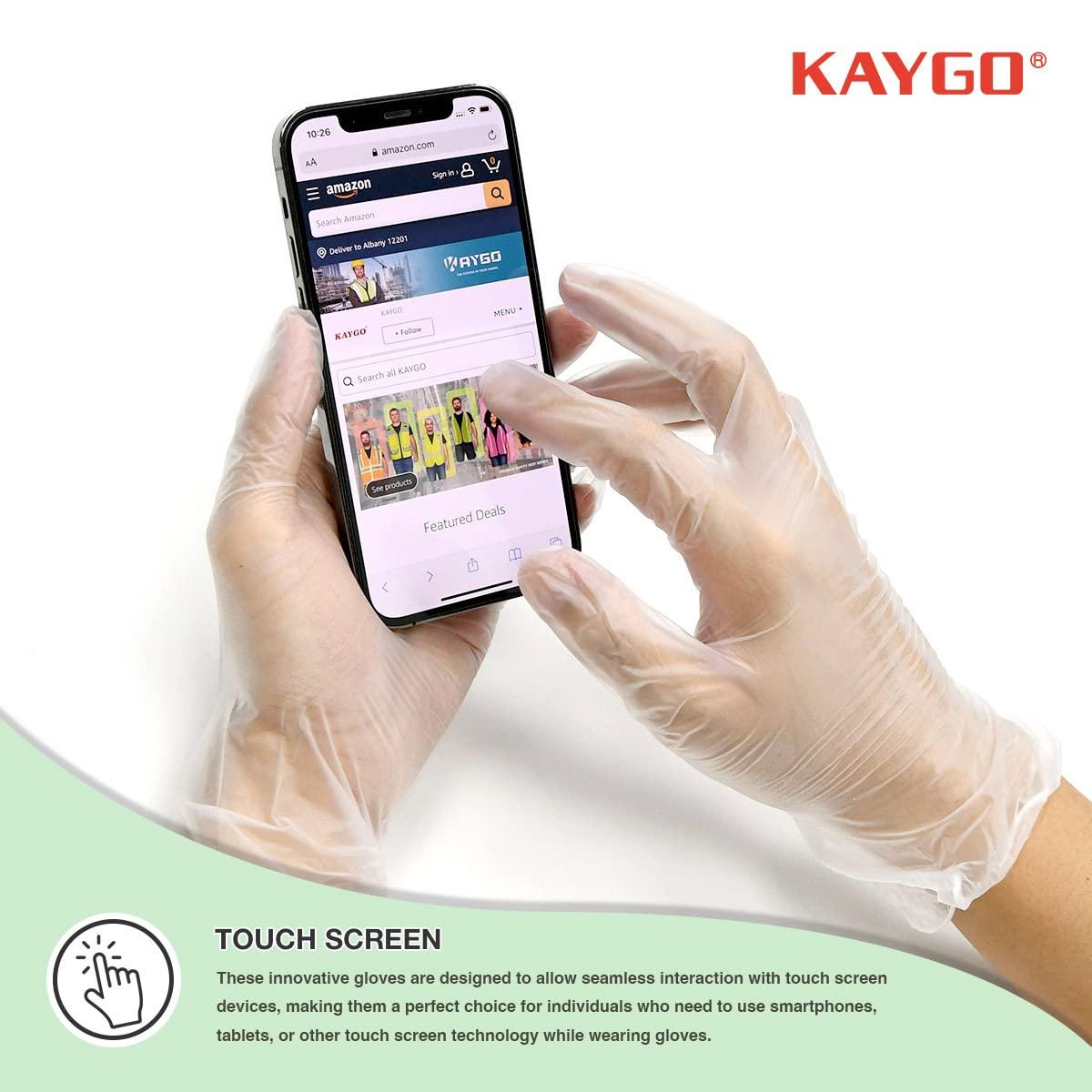 KAYGO Disposable Vinyl Gloves Multi-Purpose, Powder Free Latex Free, 10 Boxes, 1000 pcs, Ideal for Cleaning, Food Handling, Hair Dye, KG310 (Clear, Medium) 2