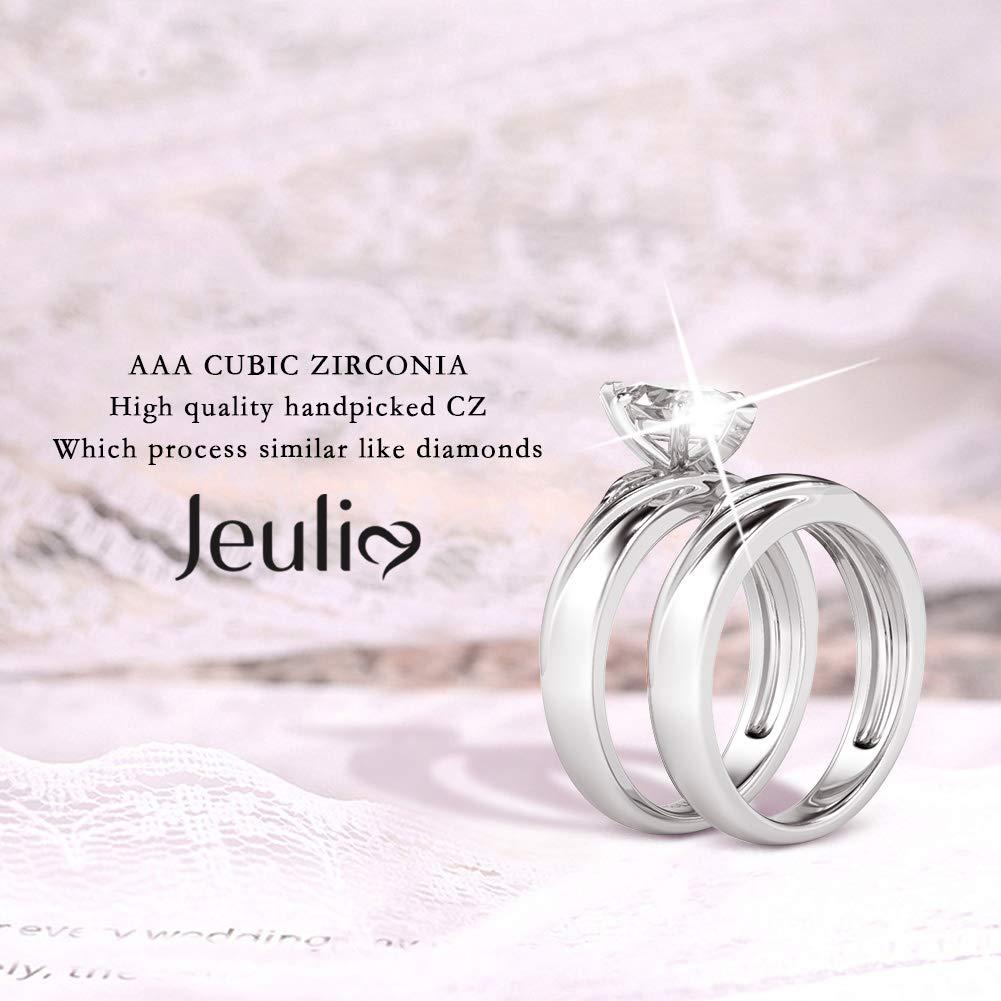 Jeulia Wedding Rings Engagement Rings for Women Anniversary Promise Ring Bridal Sets 925 Sterling Silver with 1.6 ct Primary Stone+ 0.32 ct Side Stone (Silver, M 1/2) 2