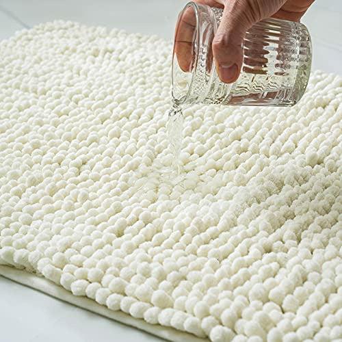 MIULEE Non Slip Bath Mat Microfiber Chenille with High Absorbent Hydroscopicity Bathroom Rugs Super Soft Cozy and Shaggy Soft Rugs for Bathtub, Shower and Bathroom White 50 x 80 cm 2