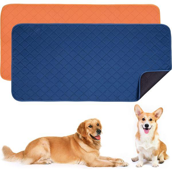 MICOOYO Washable Puppy Training Pads - 2Pack Reusable Dog Pee Pads, Waterproof Pet Training Mat for Dogs Cats Small Animals (Brown & Blue, 23.6*47.2 inch)