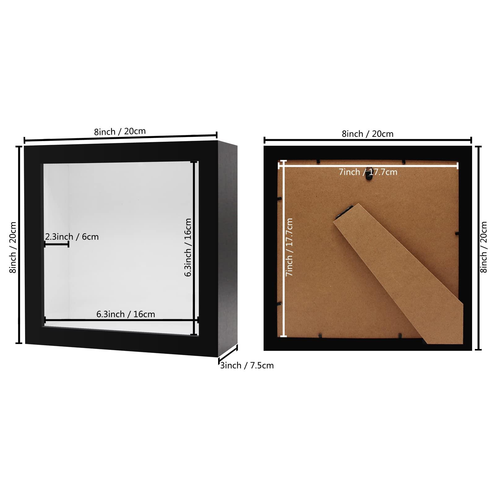 7x7 Shadow Box Frame in Black, 3D Shadow Box Display Case, Coffee Aficionado Memory Box for Coffee Capsule, Collections, Mementos, Collages - Coffee Lover Gifts, Coffee Art Wall Decor(2.3" Depth) 2